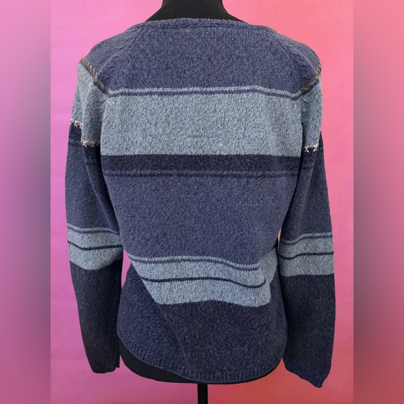 Vintage 90’s Blue Leaf Embroidered Cottagecore Cardigan - Picture 8 of 9